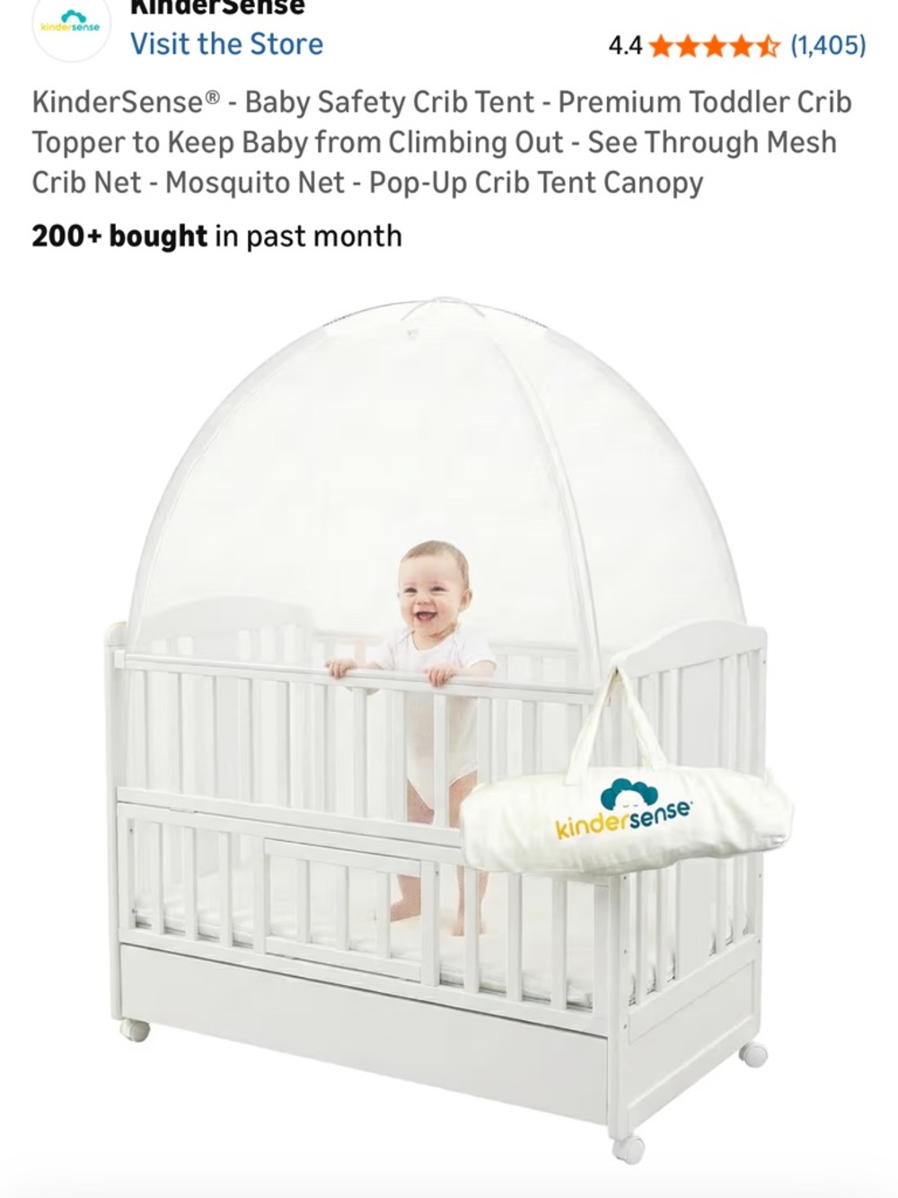 White Pop-Up Crib Tent Canopy - Mesh Mosquito Net